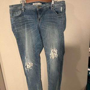 Torrid distressed with lace jeans